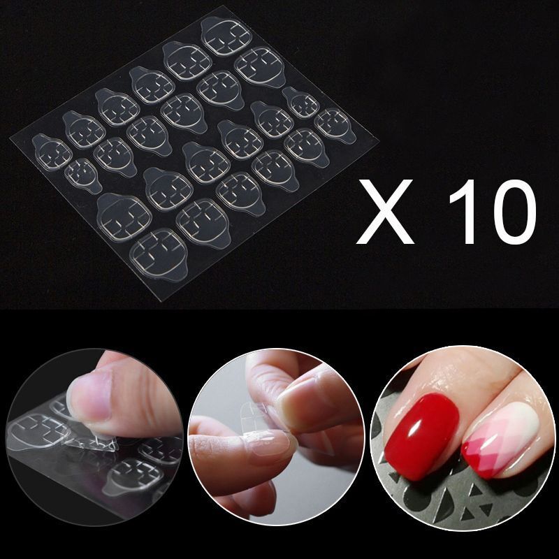Nail Adhesives 10-20 Sheet Pack Super Sticky Tape 6 Sizes Glue Sticker Art Tools