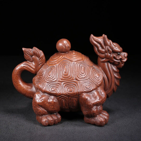 chinese yixing purple clay teapot zisha ceremony carving dragon turtle teaware