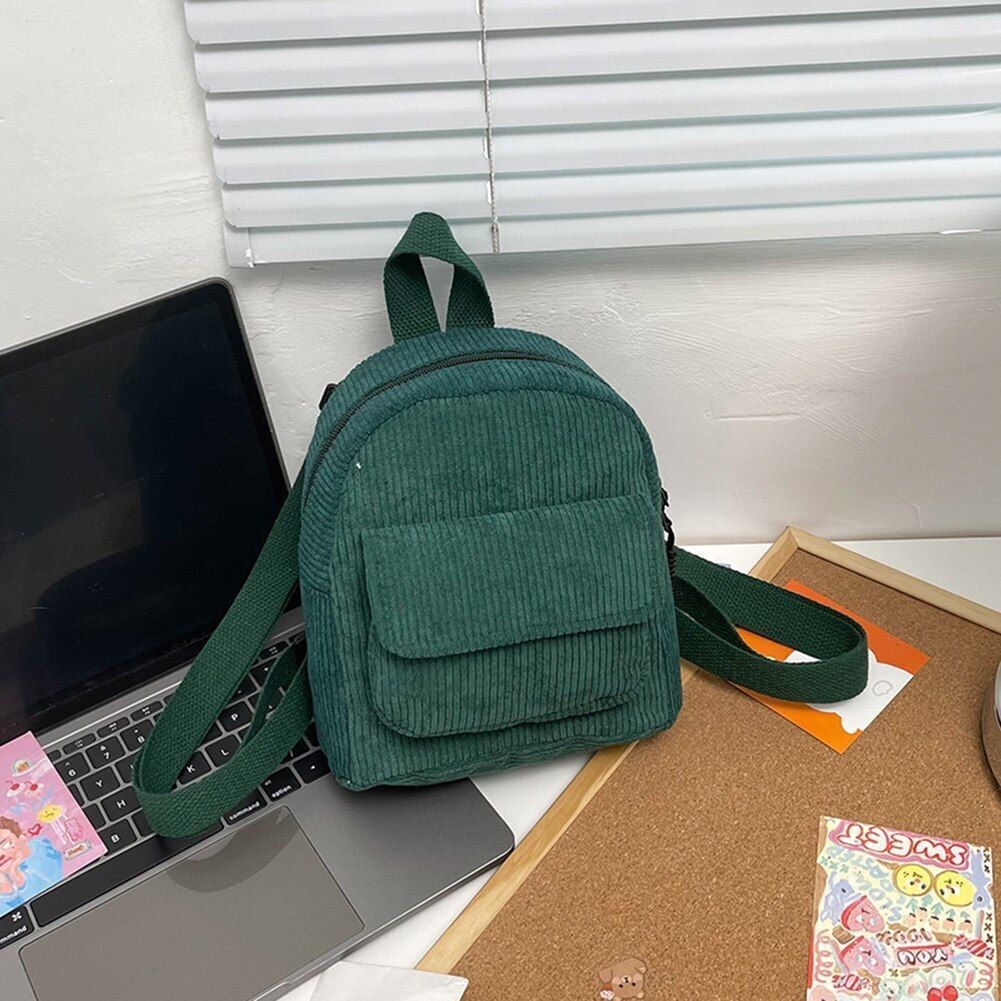 Fashion Women Backpack Corduroy Small Student Bookbag Traveling 19*19*9CM Square