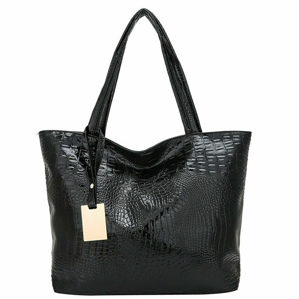 Women's Bag Crocodile Pattern Handbag Lady Shoulder Bag Black Sholder Bag