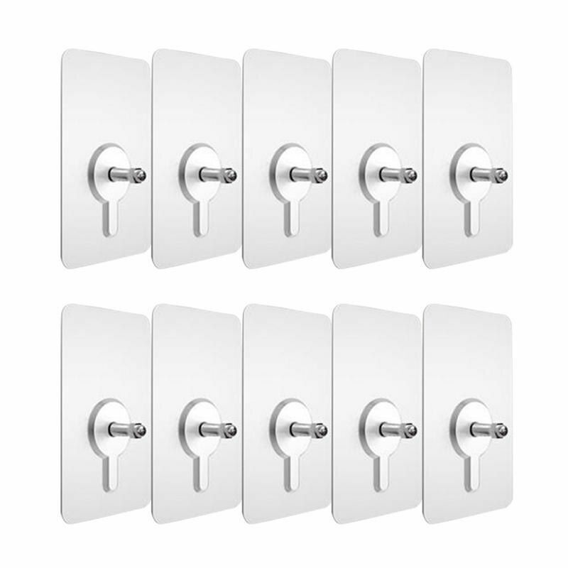 Punch-Free 10pcs Non-Marking Screw Sticker Wall Picture Hook Invisible Traceless