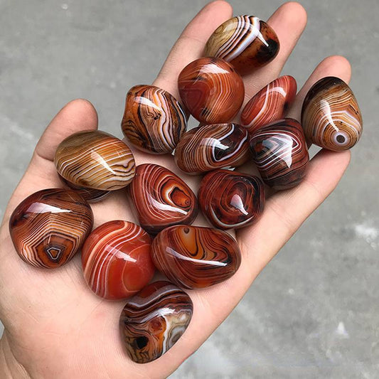 5Pc Natural Silk Banded Lace Agate Quartz Crystal Sardonyx Carnelian Palm Stone