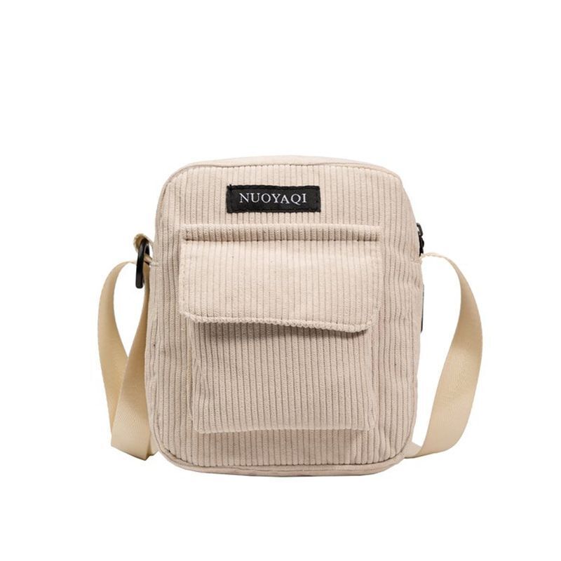 Corduroy Shoulder Bags Striped Cloth Fabric Handbags Tote Canvas Crossbody Bag