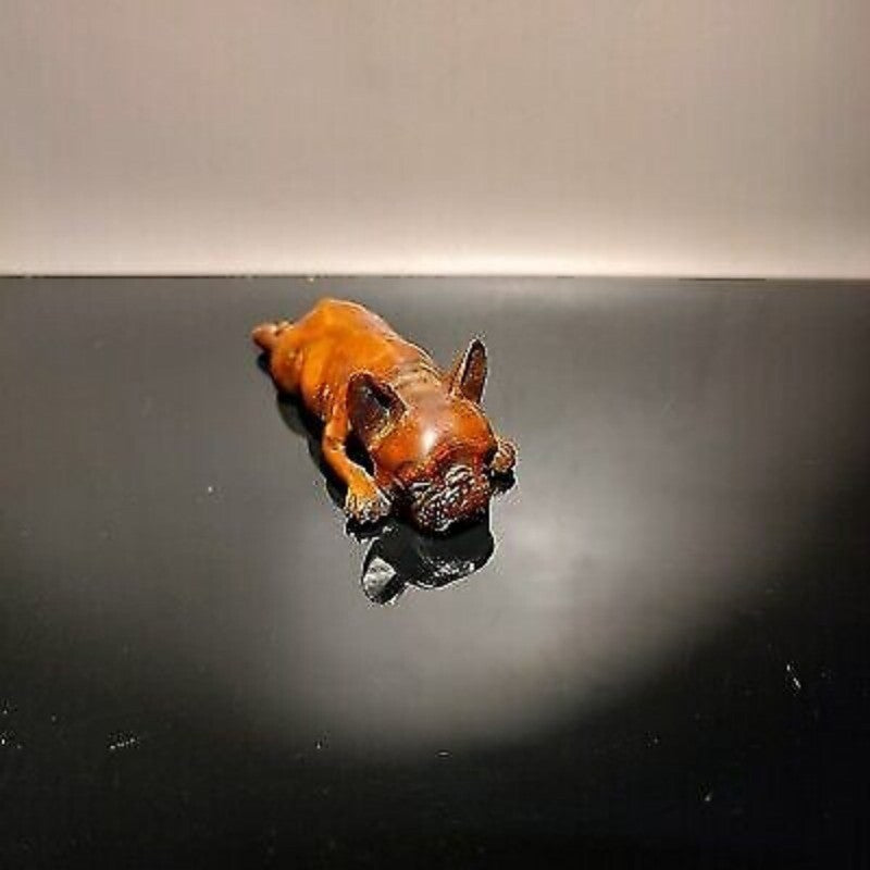 Vintage Wood Carved Wooden Sculptures Mini To Be Naughty Mangy Dogs Gift