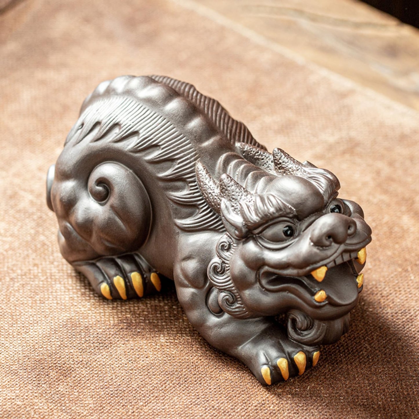 Chinese Pixiu Purple Sands Tea Pet 13cm 5.2in Kung Fu Tea Set Accessories