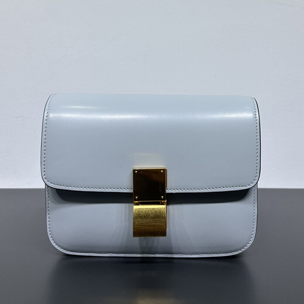 20/24cm Real Leather Small Flap Purse Clutch Box Shoulder Bag Crossbody Handbag