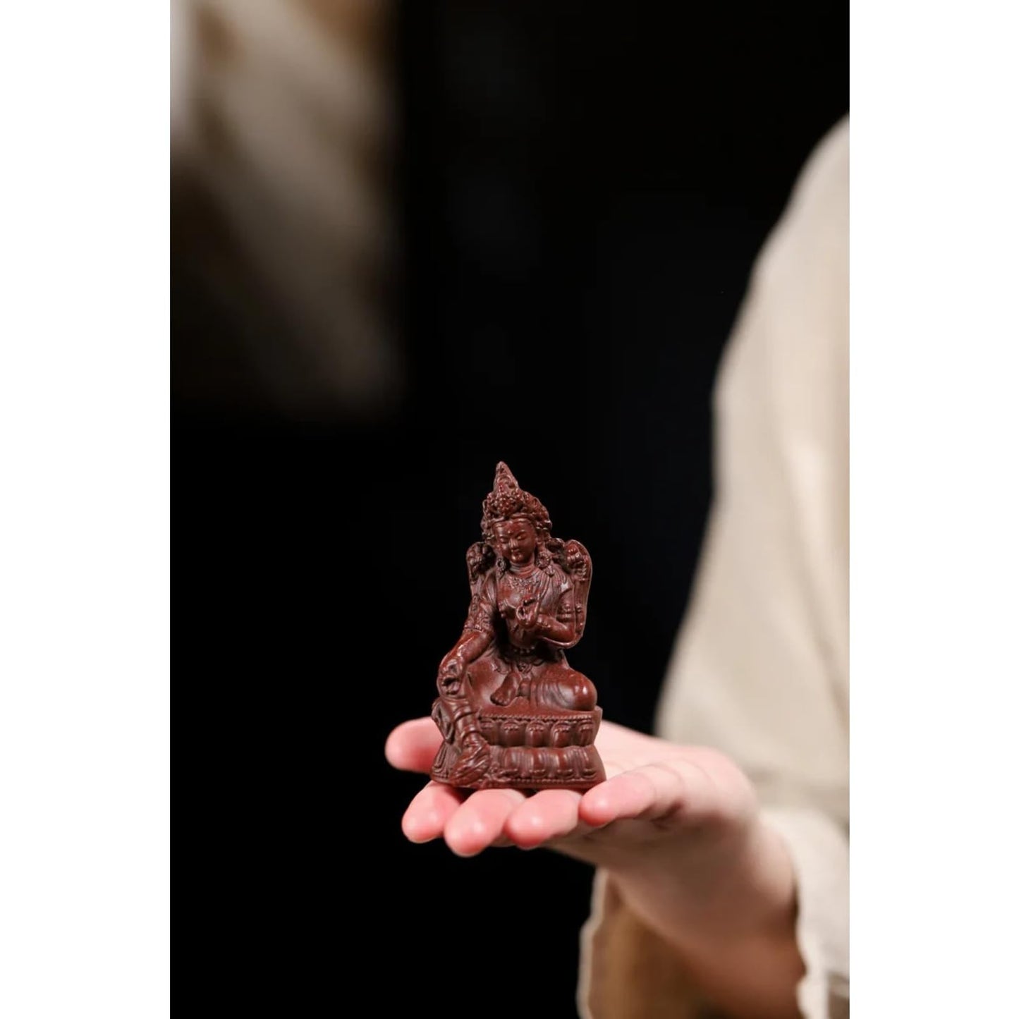 Buddha statue purple clay tea pet 8.6cm tea figurine handicraft tea play Zen
