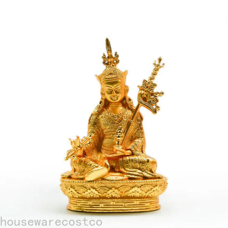 5.9inch Buddhism Buddha Statue Golden Lotus Master Spirituality Ornament