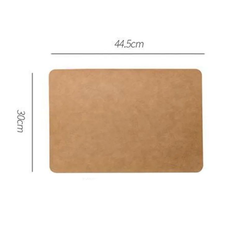 Placemat Leather Brown Light Luxury Solid Coffee Table Mats Waterproof 44.5x30cm