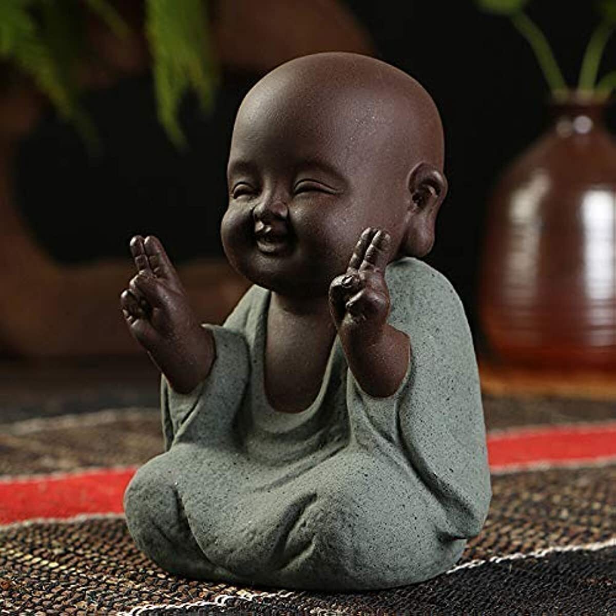 Kingzhuo Mini Ceramic Buddha Statue Cute Monk Figurine Creative Home Decor Gift