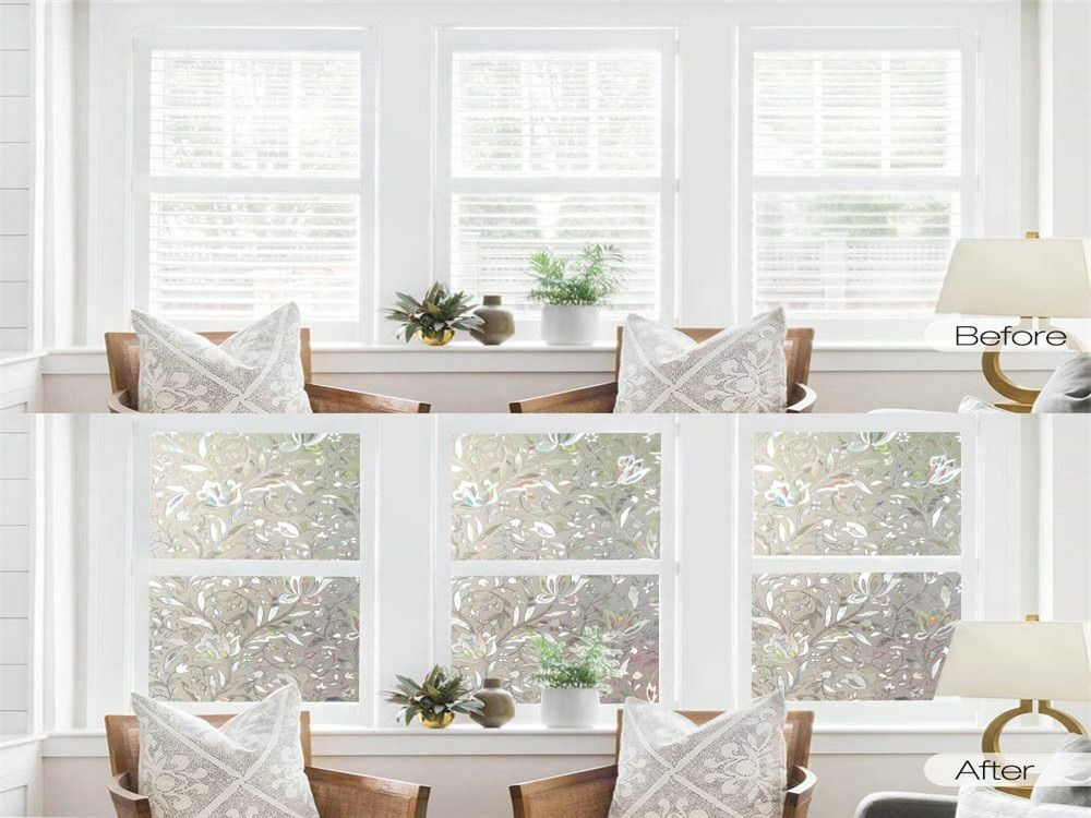 Window Film Privacy Tulip Frosted Decorative Self-Adhesive Glass Sticker Stained