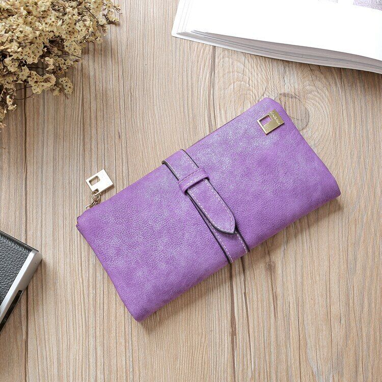 Women's Wallets Leather Billfold Handbag Clamps Cash Clip Female Coin Purse Card