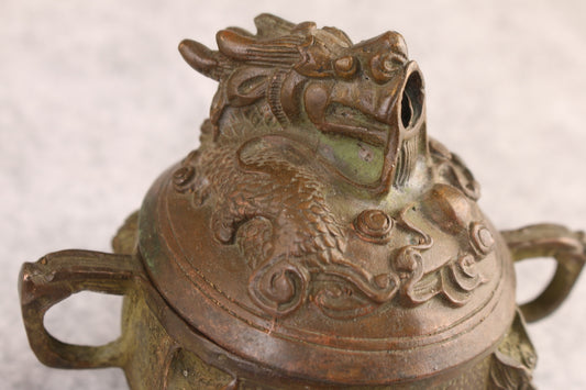 Rare Bronze Dragon Buddha Statue Figure Incense Burner Table Decor Tea Pet