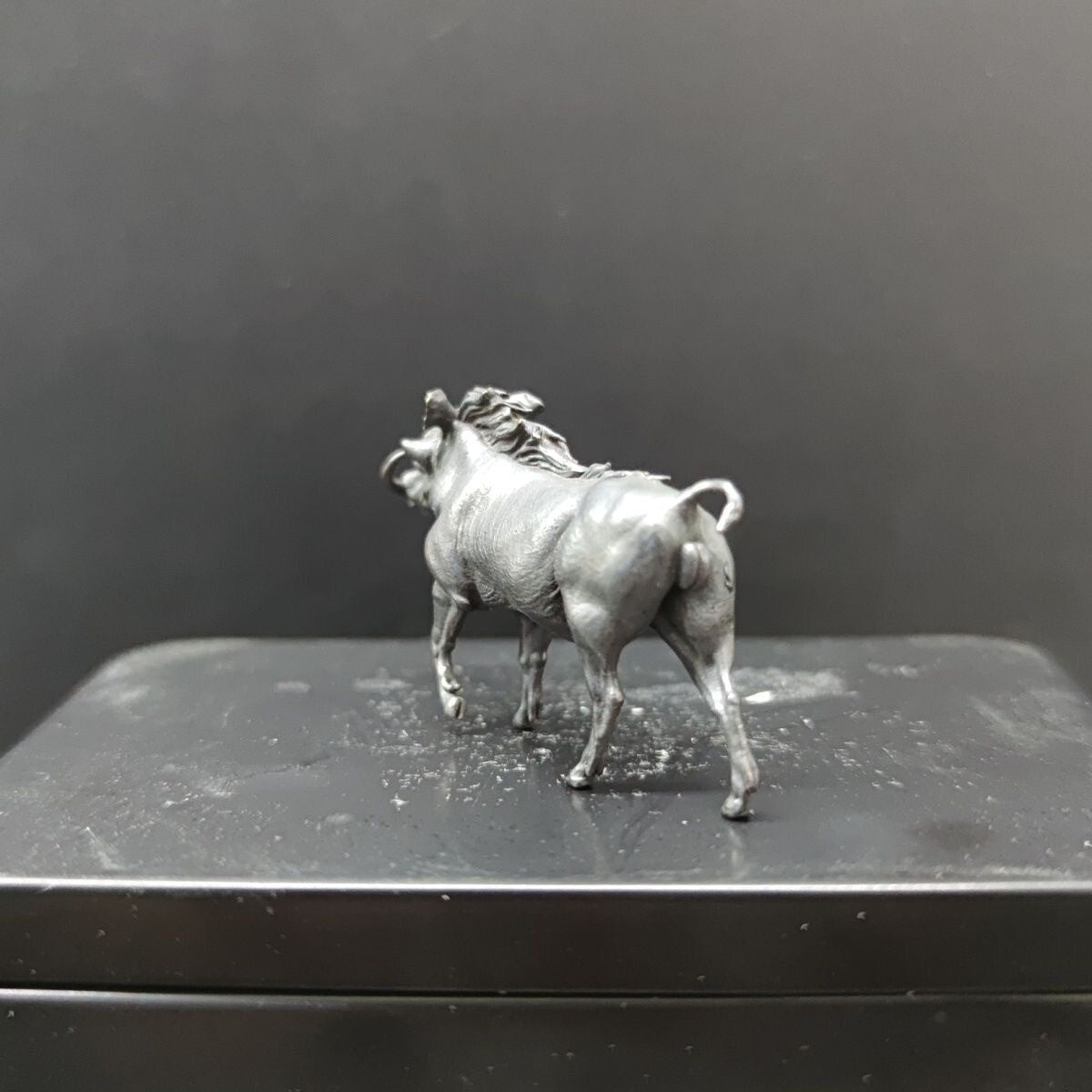 Solid Black Brass Wild Boar Statue Animal Artwork Pig Collection Decor