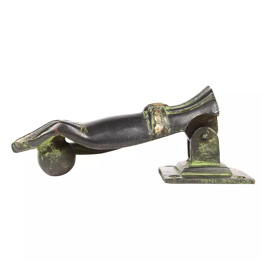 Antique Look Brass Hand Design Green Patina Door Knocker Door Bell Home Decor