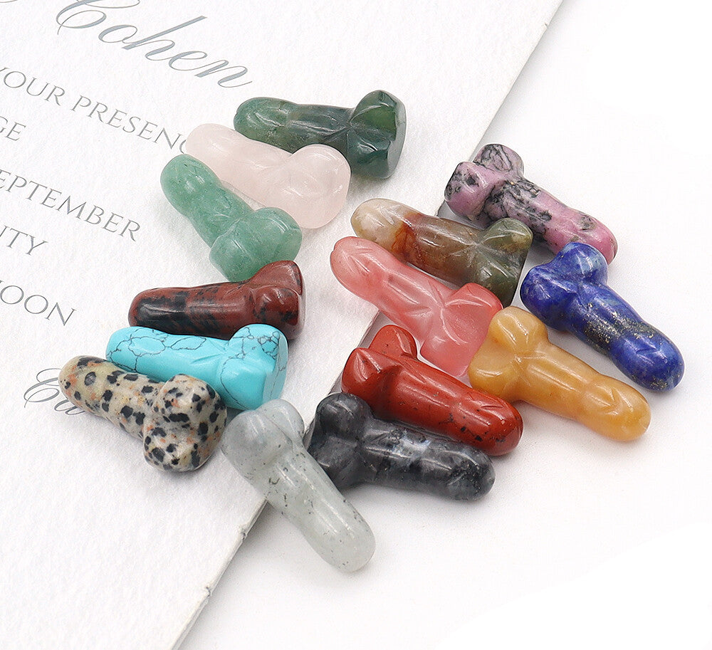 Mini Penis Figurine Natural Quartz Stone Crystal Healing Carved Crafts 10-100pcs