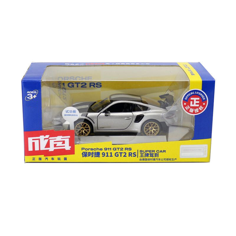1/32 Porsche 911 GT2 RS Model Toy Car Metal Diecast Toy Vehicle Pull Back Gray