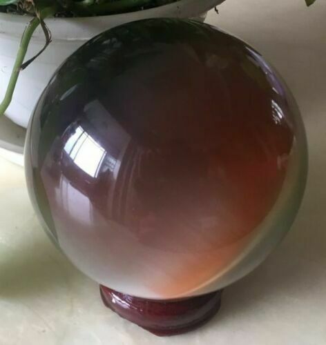 hot Cat's Eye 60-100MM Crystal Ball Orb Sphere display-multicolor + Stand