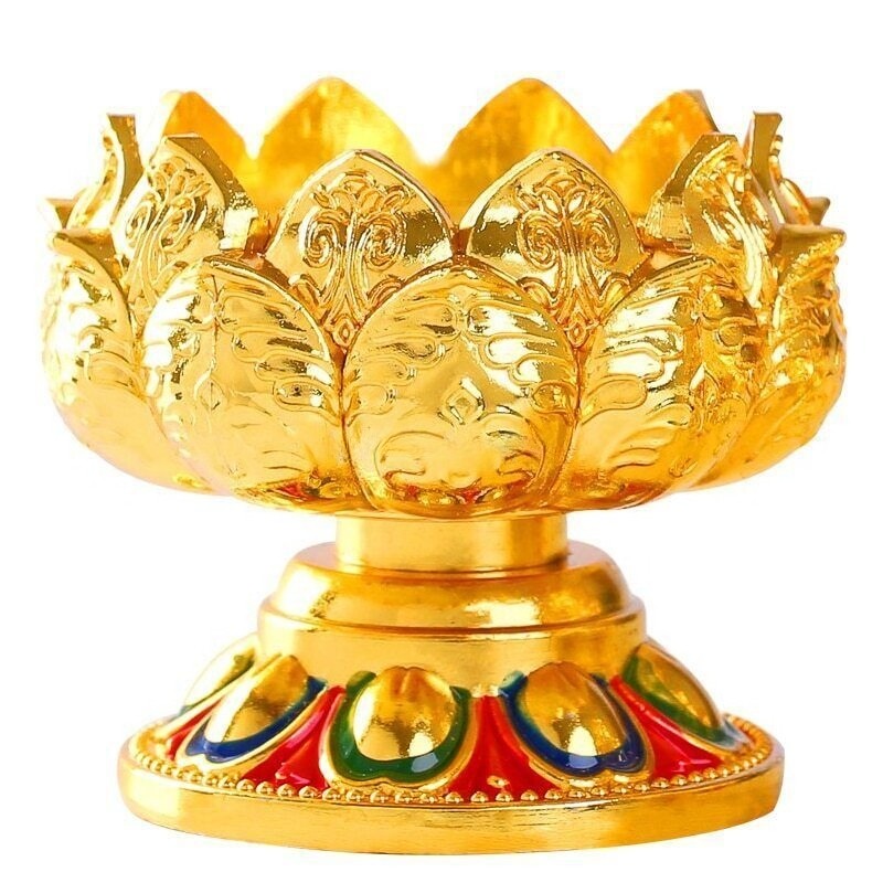 2.1" New Buddhist Lotus Butter Lamp Holder Before Buddha Bodhisattva Changming