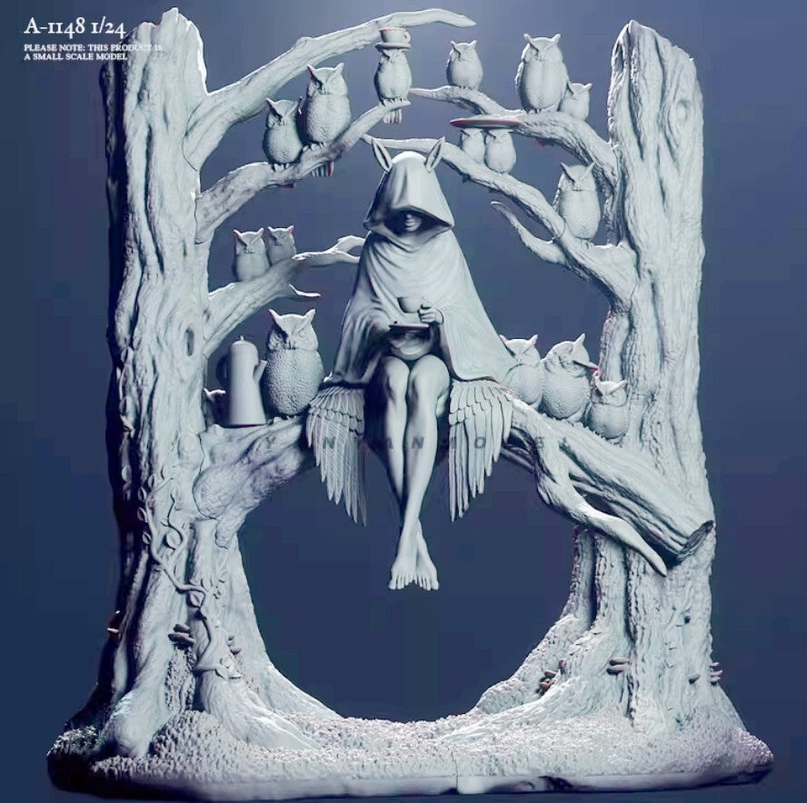 1/24 resin figures model The Girl Under the Wisdom Tree Unassembled