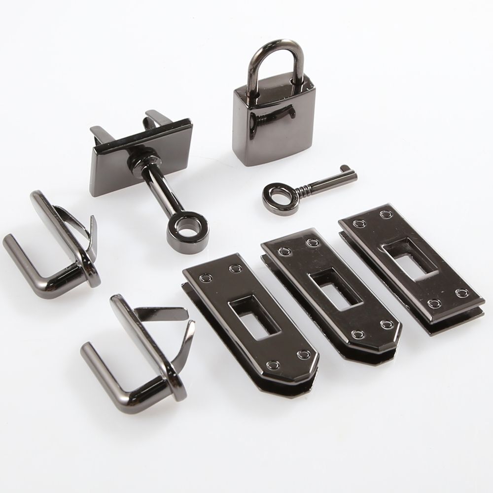 Women Handbags Lock Button 7Pcs Metal Clasp Leather Crafts Purse Bag Accessories