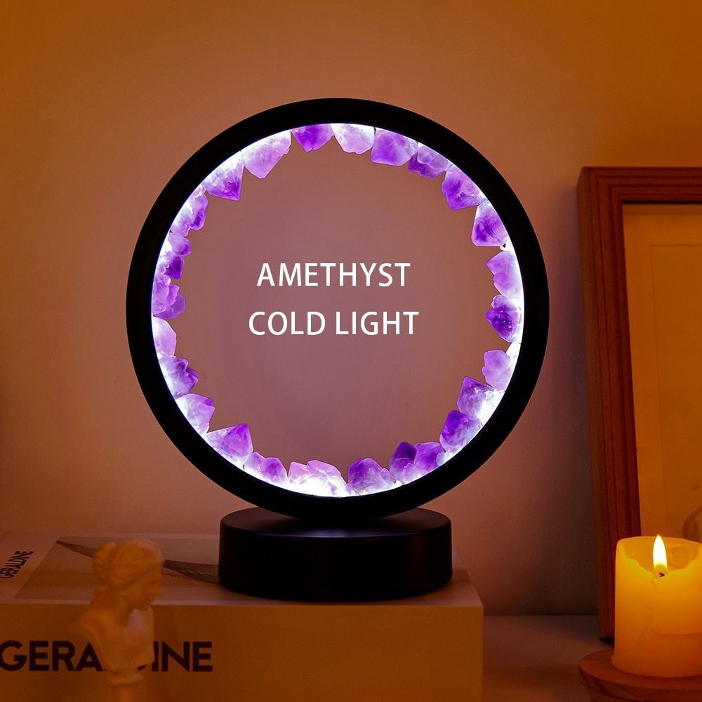 Bedside Lamps LED Rechargeable Natural Quartz Amethyst Cluster Desk Night Lights