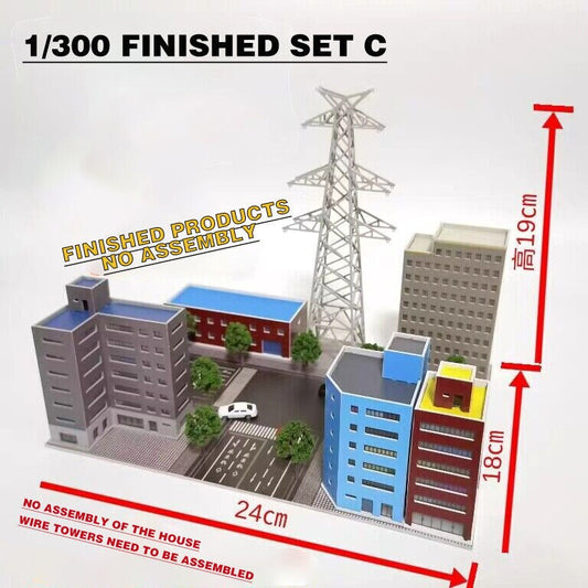 1/300 City Street View Railway Layout House Scene Display Building Model Set