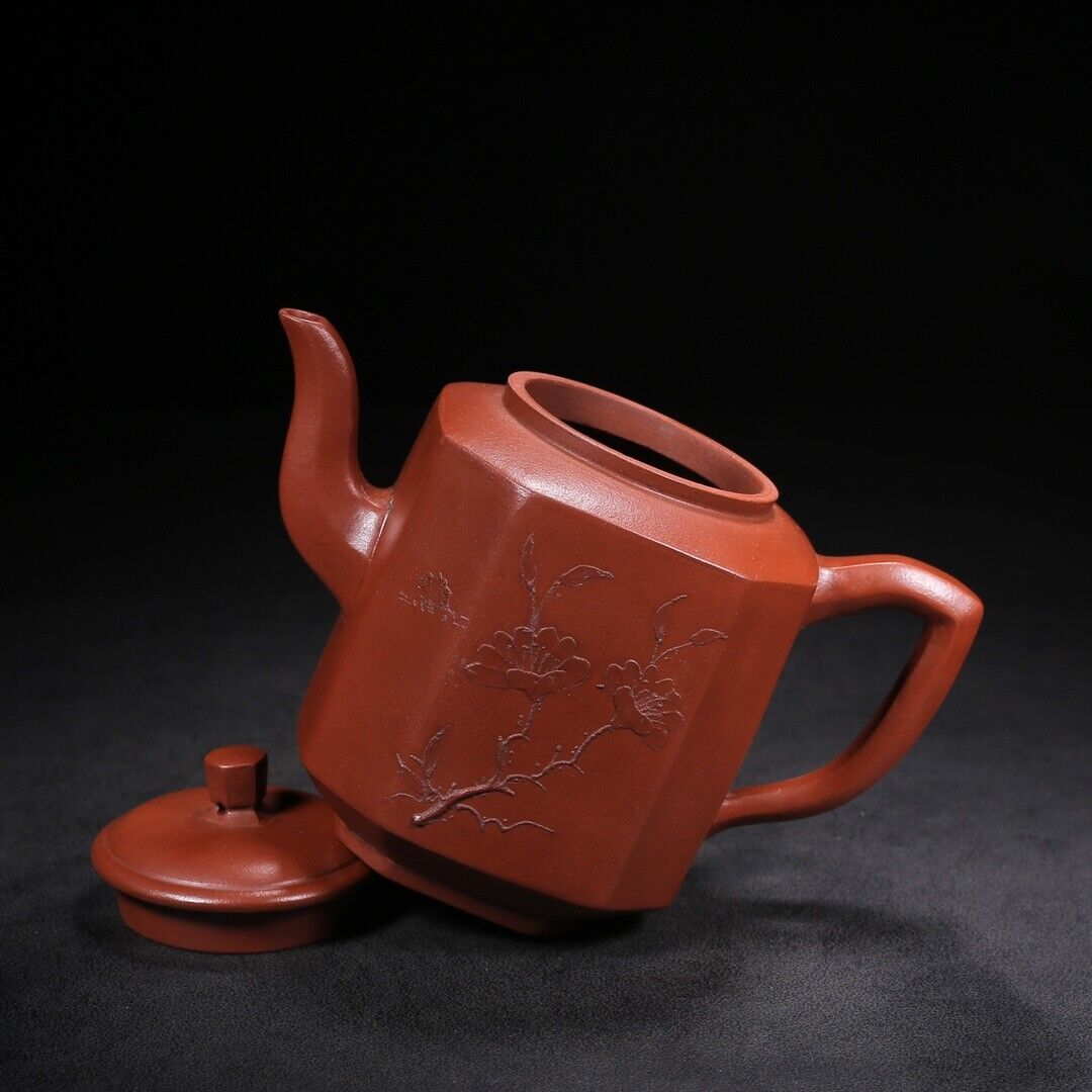l-0Chinese Yixing Zisha Clay Handmade Exquisite Teapot (六方 底款:朱可心)