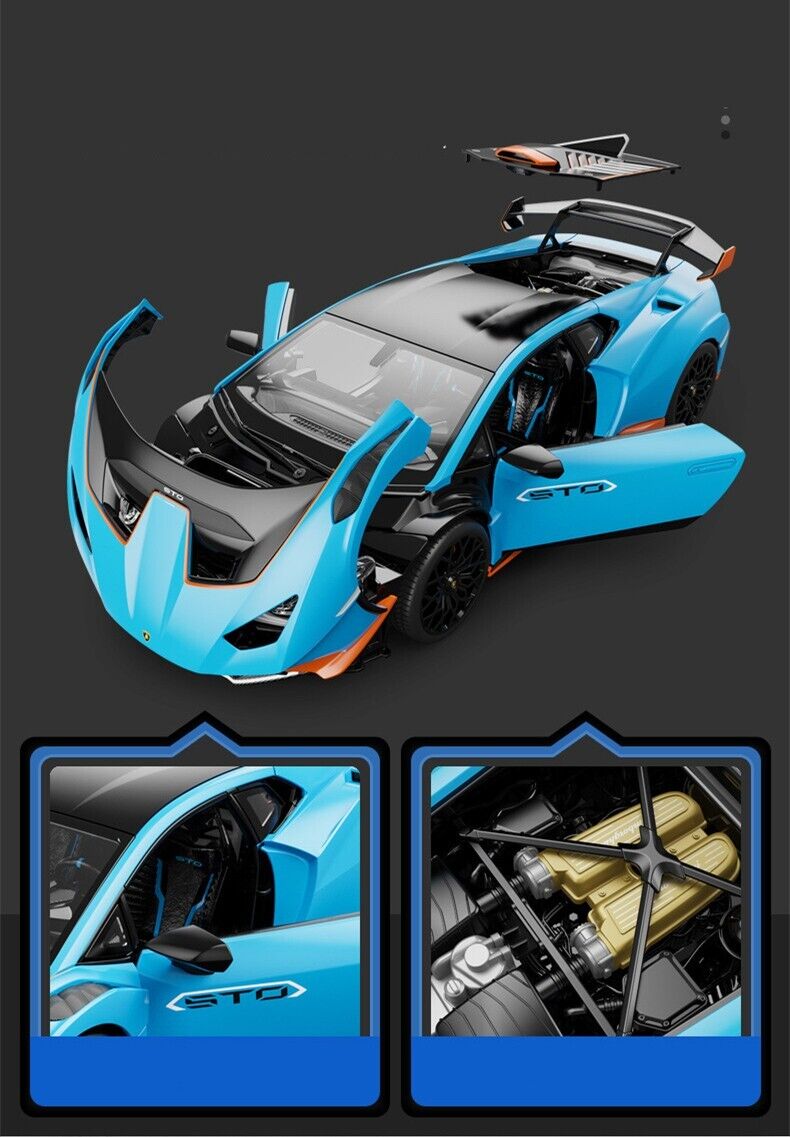 1:18 Lamborghini Huracan STO Diecast Metal Alloy Collectible Model car Toy Light