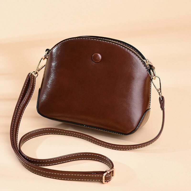Vintage Shell Shoulder Bag High Quality Oil Synthetic Leather Bags Handbag Purse