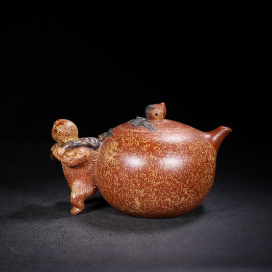 Chinese Yixing Zisha Clay Handmade Exquisite Teapot (灵猴献寿 底款:蒋蓉)