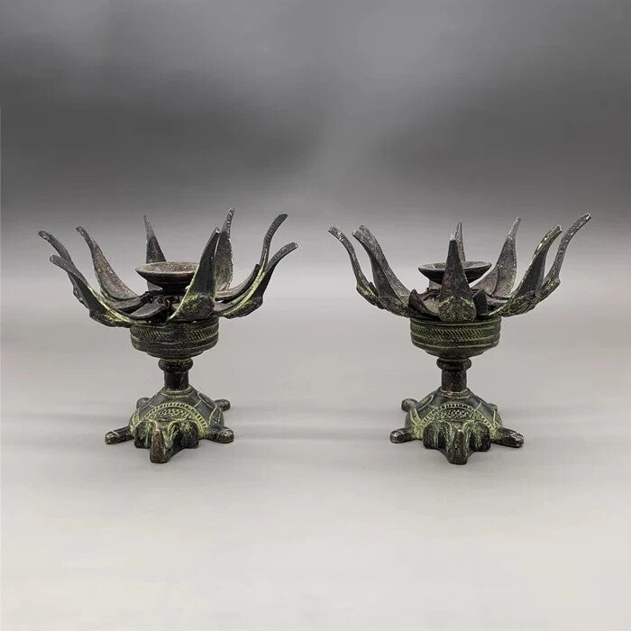 Bronze Copper Nepalese Candlestick Lotus Flower Candle Holder Collection