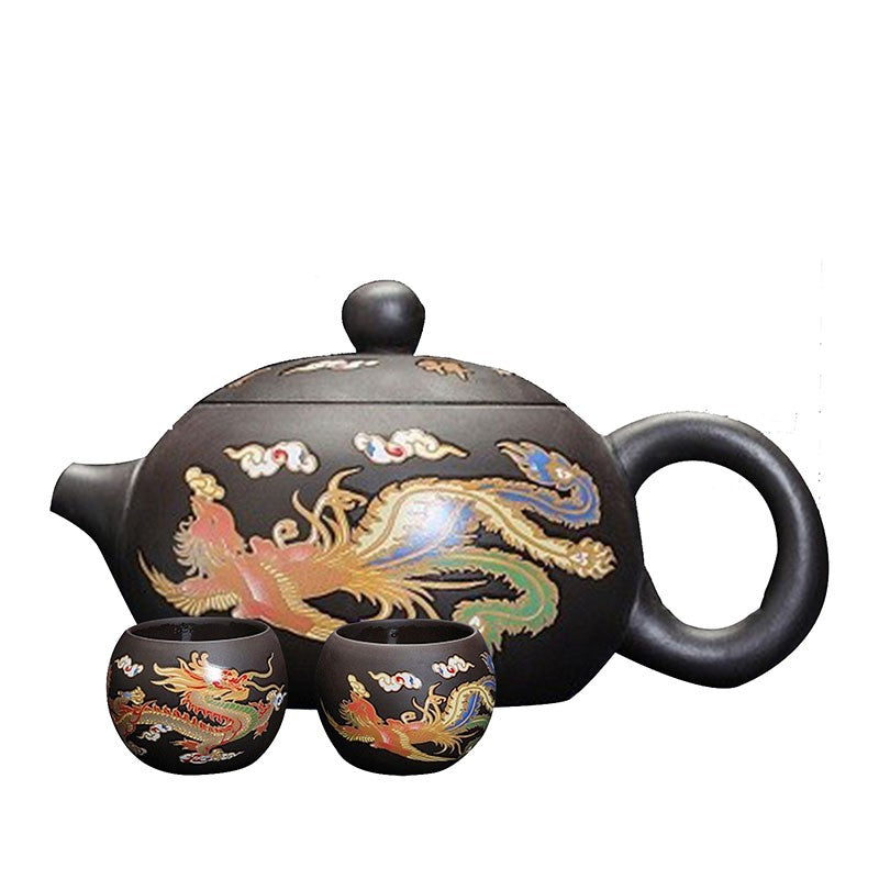 Color Changing Teapot Zisha Chinese Dragon Phoenix Teapot Purple Sands Teapot