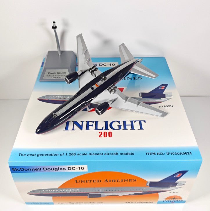 1:200 InFlight United Airlines DC-10 N1853U Airplane Diecast Plane Model