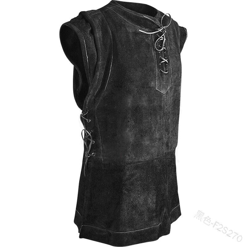 Men Medieval Buccaneer Vest Priate Costume Renaissance Steampunk Waistcoat Top