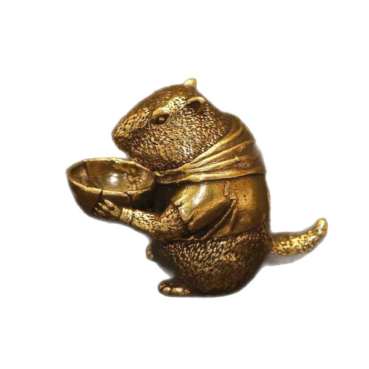 Brass Prairie Dog Figurine 3.7cm 41g Cute Desktop Ornament Brass Handheld Craft