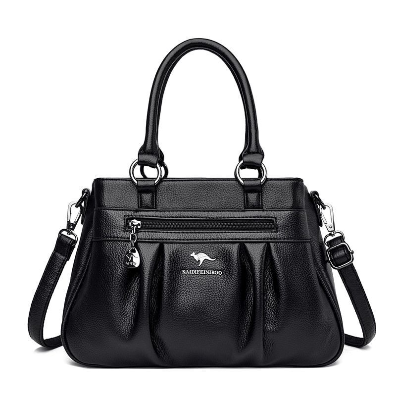 Handbag 3 Layers Leather Bags Big Capacity Tote Bag Women Vintage Shoulder Bags