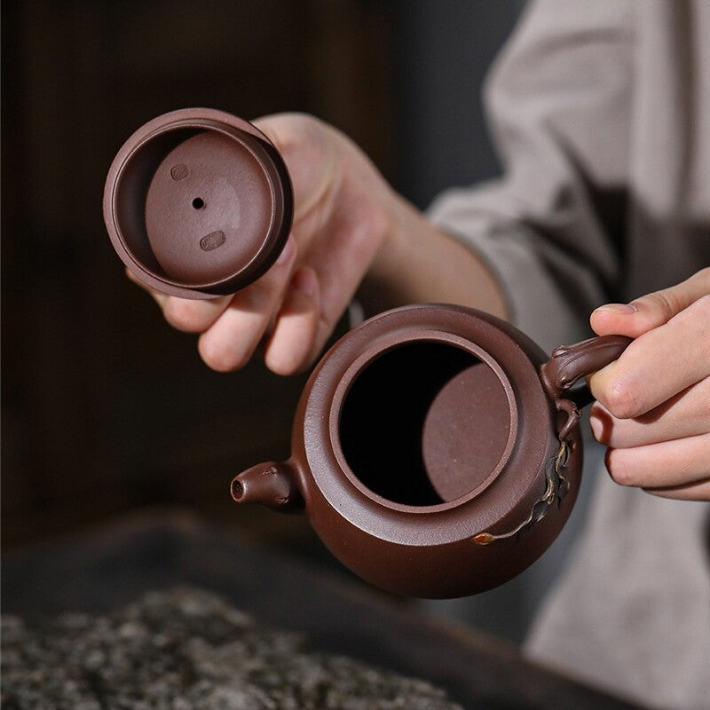 Authentic Yixing Zisha Tea Pot Full Handmade Old Purple Clay Master Pot 210ml