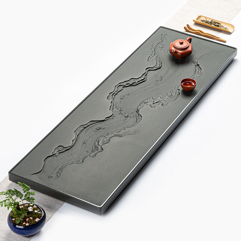 handmade tea tray black stone the Huanghe River carved weighted engraved table