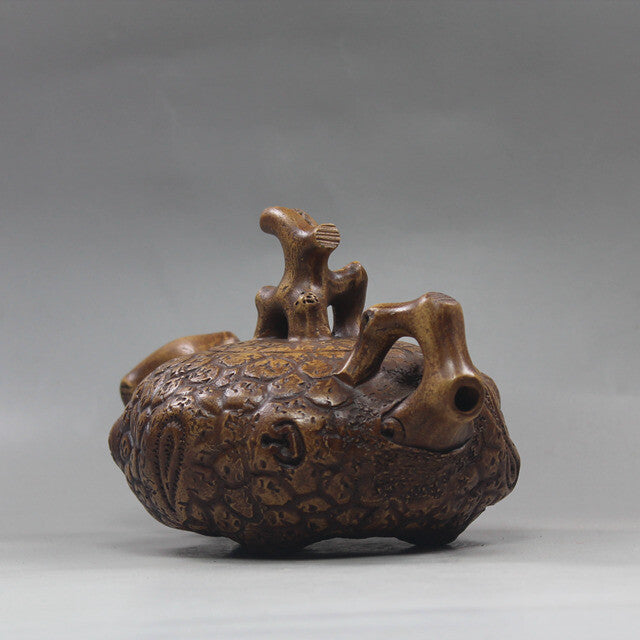 6.2”Chinese Yixing Zisha Pottery Old Duan Clay Handmade Peach Tree Stump Teapot