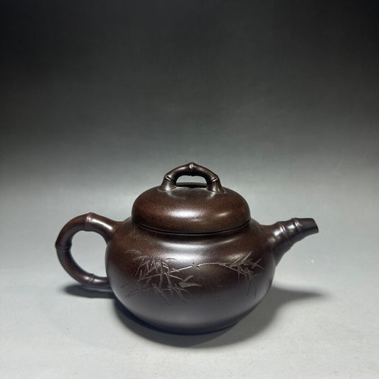Chinese Yixing Zisha Clay Handmade Exquisite Teapot(竹鼎壶 底款:顾景舟)