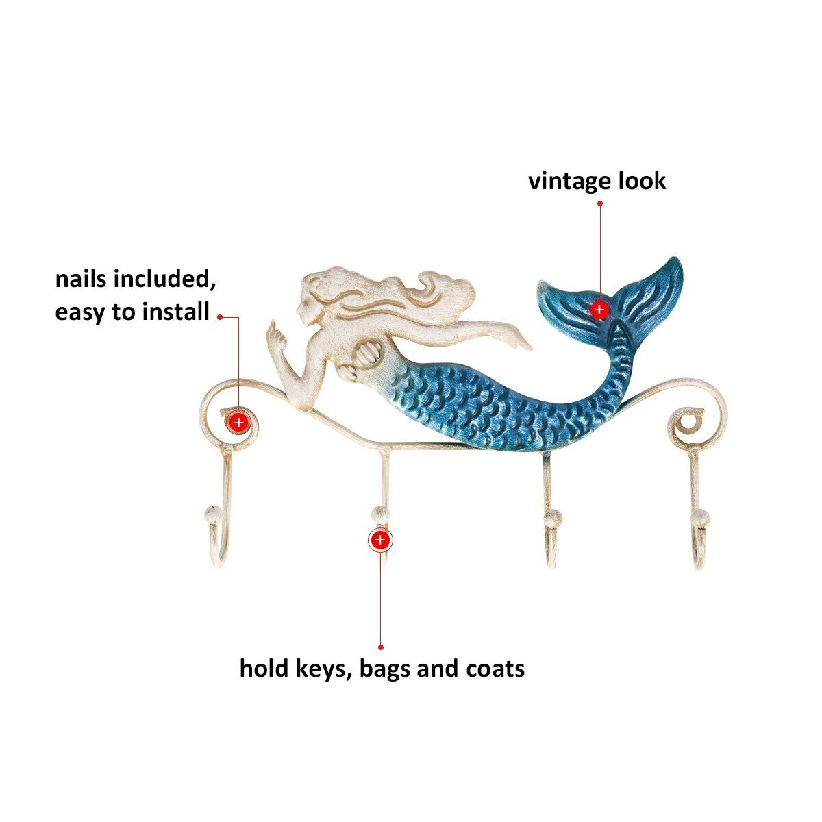 1Pc Wall Hanger Hooks Retro Metal Sculpture Iron Hooks Creative Home Decorations
