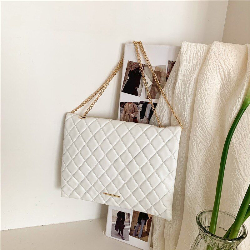 Shoulder Bag Fashion Plaid Leather Crossbody Bags Large Envelope Handbag Purses