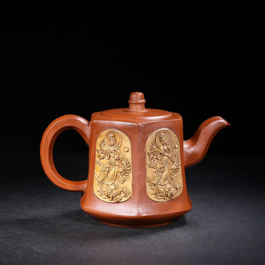 Chinese Yixing Zisha Clay Handmade Exquisite Teapot (六方 底款:乾隆年制)