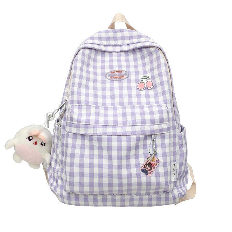 Lattice Backpack Laptop Bag College Plaid Backpack Travel Student Bag 31*15*44CM