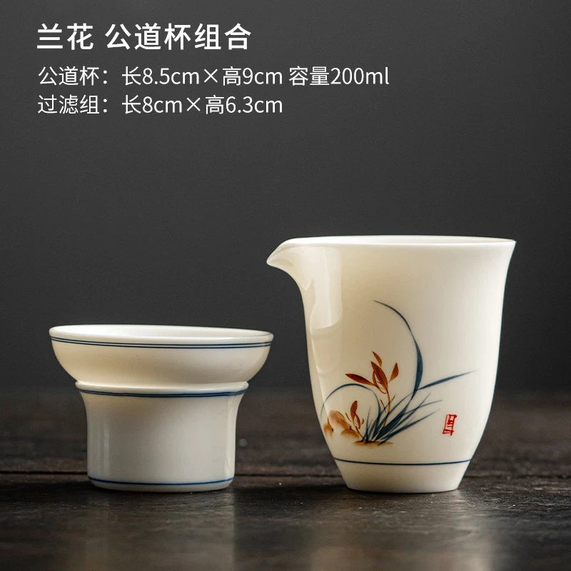 Mutton-fat Jade San Cai Gaiwan Tea Bowl Tea Set White Porcelain