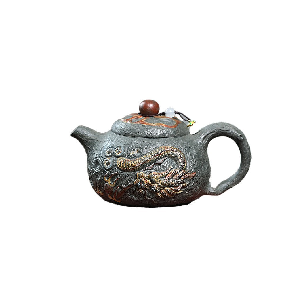 Archaistic Gong Chun Tea pot With Dragon Pearl Design Original Green Zisha Clay