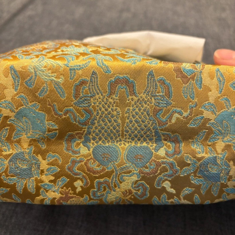 Golden Bamboo Brocade Tissue Box Cover Fish Pattern Tea Room Decor