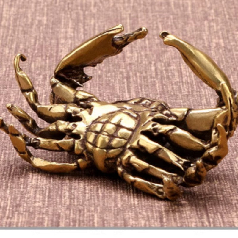 7.1cm Archaizing Bronze Ware Solid Brass Crab Small Ornament Copper Decoration