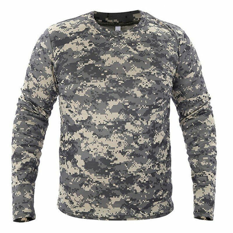 Quick-dry Camouflage Long sleeve T-shirt Outdoor Tactical Hunting Hiking Camping